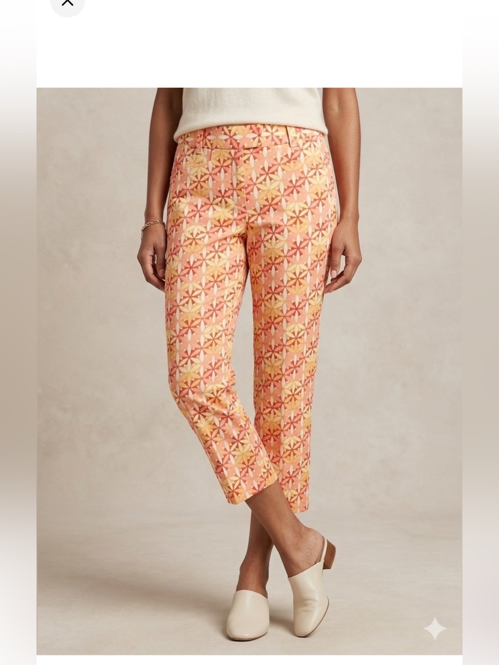 Talbots Capri Pants size 2 Stretch Straight Colourful Summer floral cotton